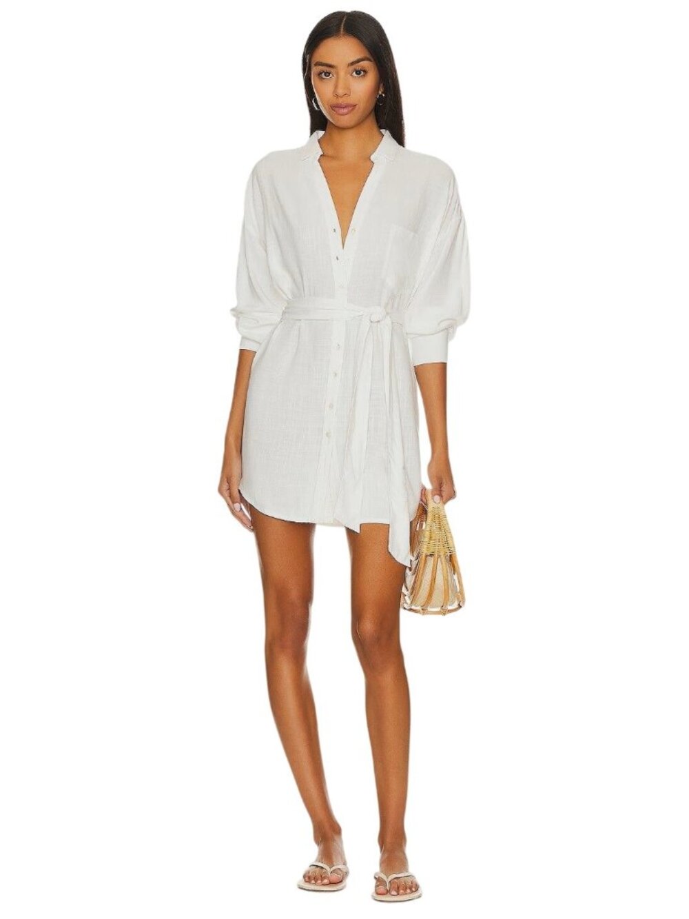 LSPACE Mila Dress in Cream Medium/Large New Coverup Shirtdress